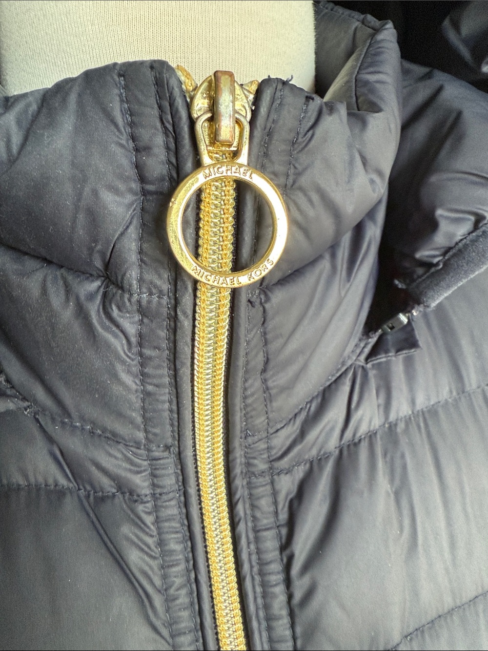 MICHAEL KORS Navy Quilted Hooded Long Puffer Coat - Picture 2 of 11